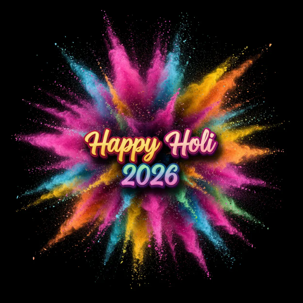 Free Download Happy Holi 2026 Greeting Card Png Transparent 2 - High Quality Happy Holi Greeting Card 2026 Transparent PNG