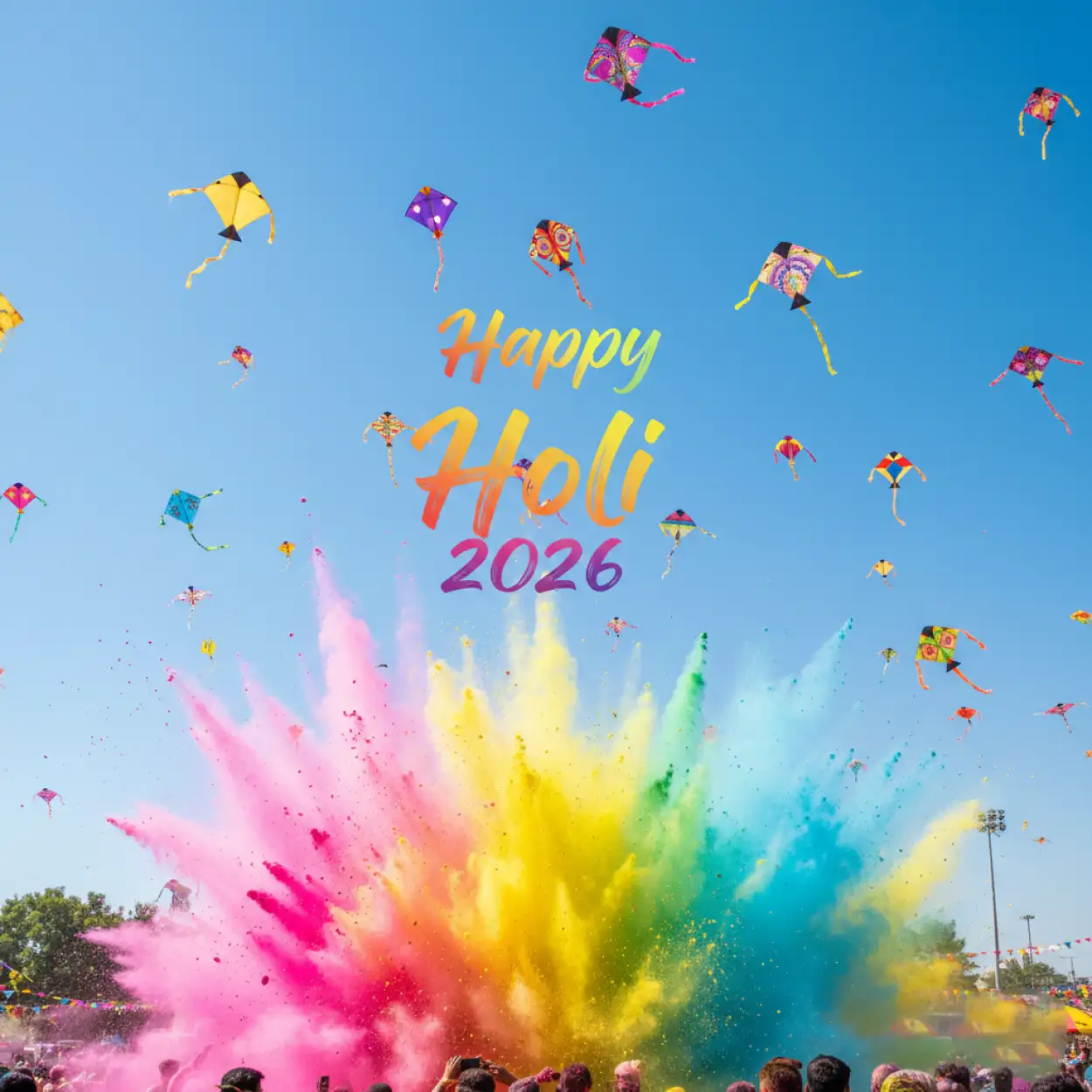 Free Download Happy Holi 2026 Greeting Card With Colorful Splash 2 - High Quality Happy Holi Greeting Card 2026 Image