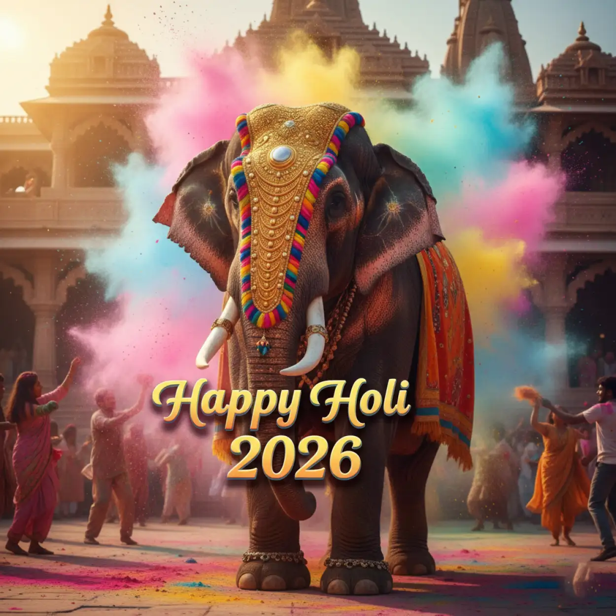 Free Download Happy Holi 2026 Greeting Card With Krishna Theme 2 - High Quality Happy Holi Greeting Card 2026 Image