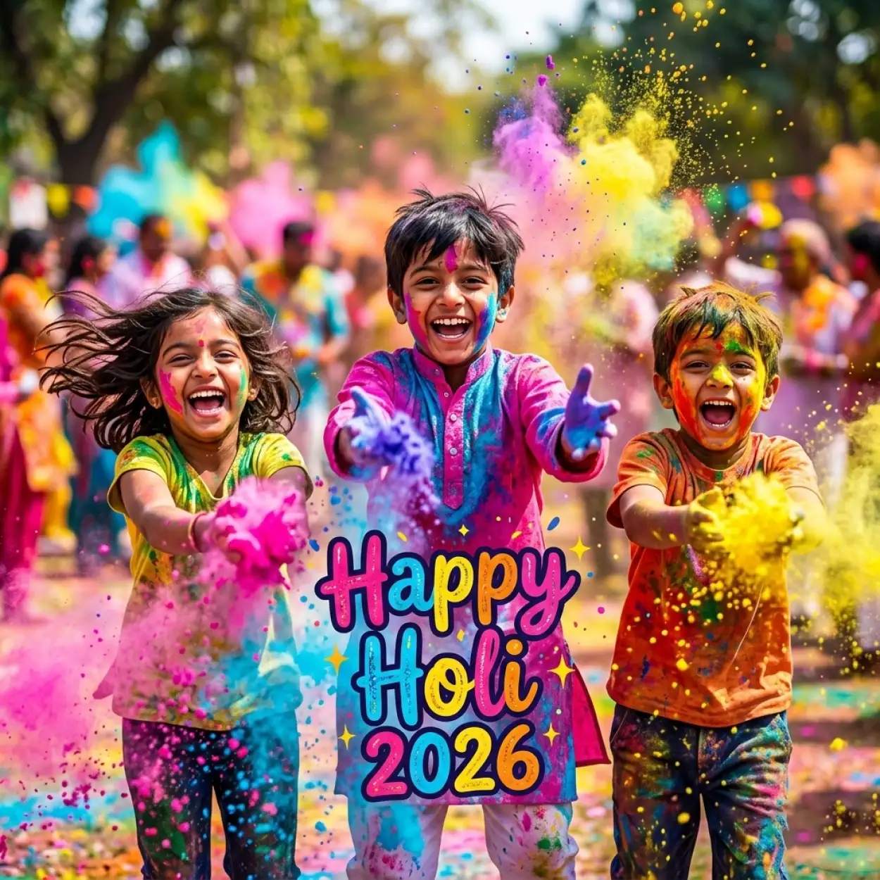 Free Download Happy Holi 2026 Photo Colorful Rain Effect - High Quality Happy Holi 2026 Photo Image