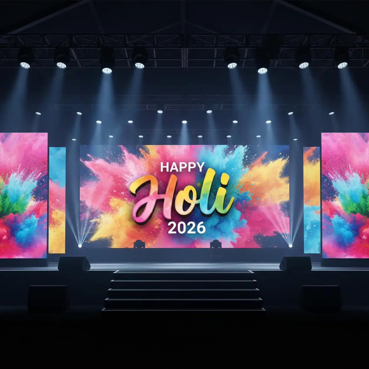 Free Download Happy Holi Celebration 2026 Stage Backdrop Design 2 - High Quality Happy Holi Celebration 2026 Image
