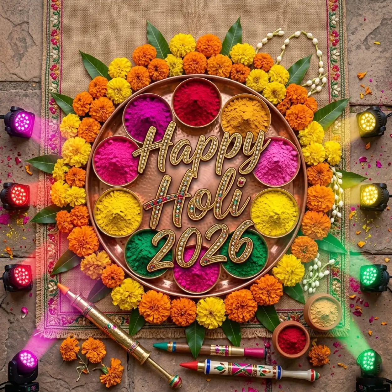Free Download Happy Holi Wishes 2026 Festival Frame - High Quality Happy Holi Wishes 2026 Image