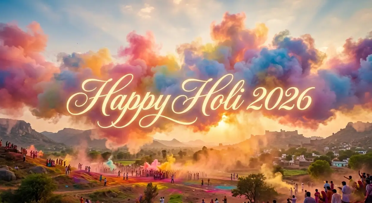 Free Download Happy Holi Wishes 2026 Festival Quotes With Vibrant Background - High Quality Happy Holi Wishes 2026 Background Image