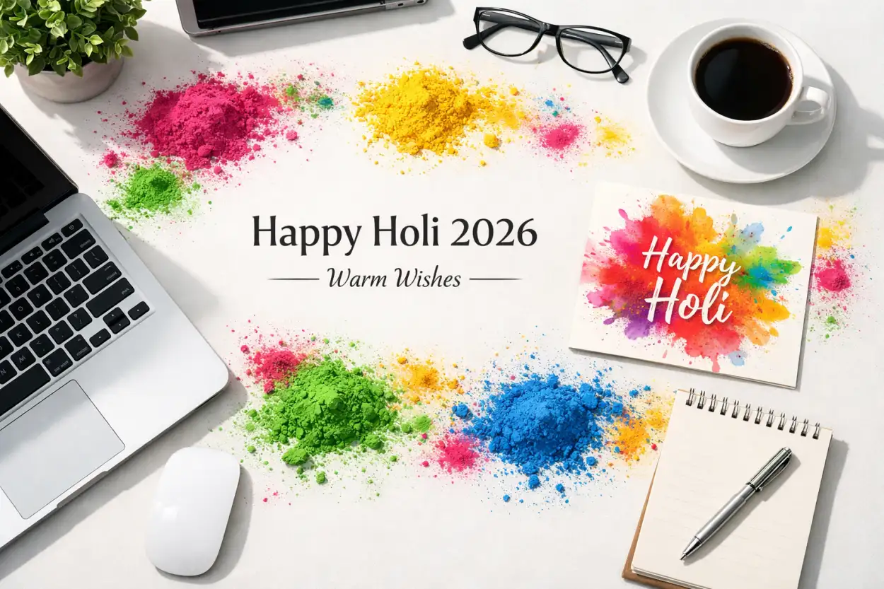 Free Download Happy Holi Wishes 2026 Greeting Template - High Quality Happy Holi Wishes 2026 Image