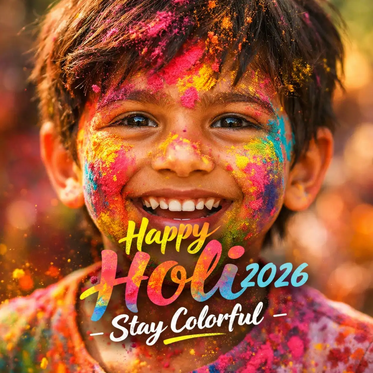 Free Download Happy Holi Wishes 2026 Kids Greeting - High Quality Happy Holi Wishes 2026 Image