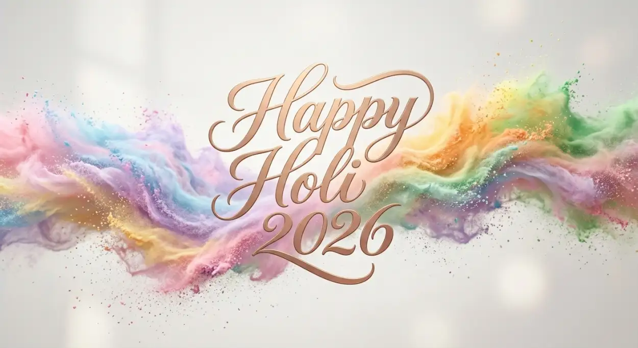 Free Download Happy Holi Wishes 2026 Modern Typography Greeting Text - High Quality Happy Holi Wishes 2026 Image