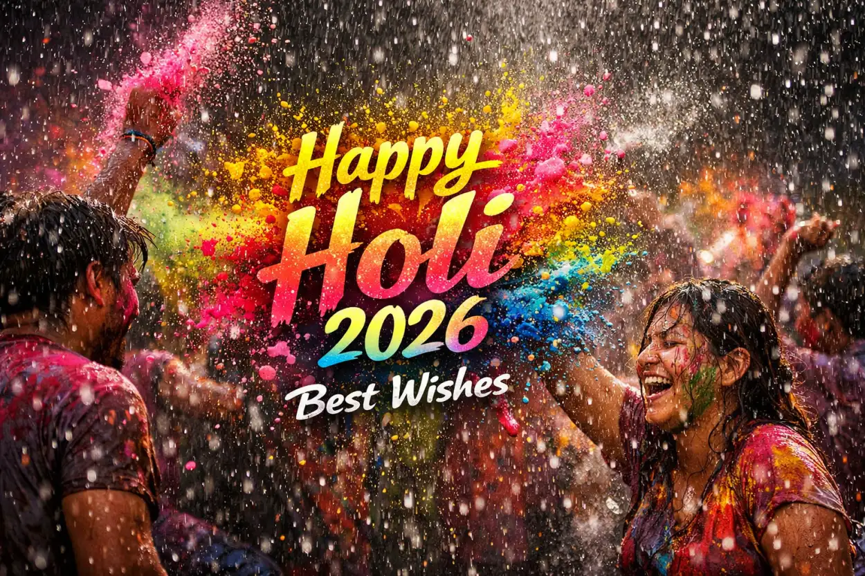 Free Download Happy Holi Wishes 2026 Stylish Font Text - High Quality Happy Holi Wishes 2026 Image