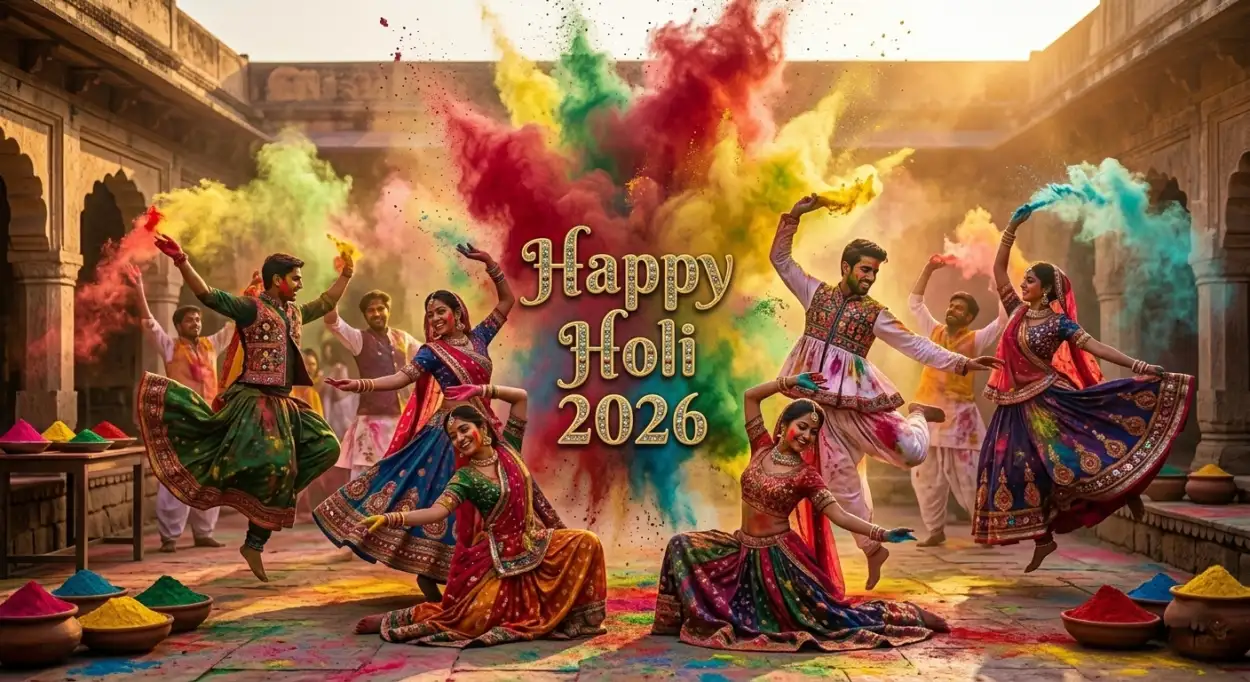 Free Download Happy Holi Wishes 2026 Stylish Greeting Card - High Quality Happy Holi Wishes 2026 Image