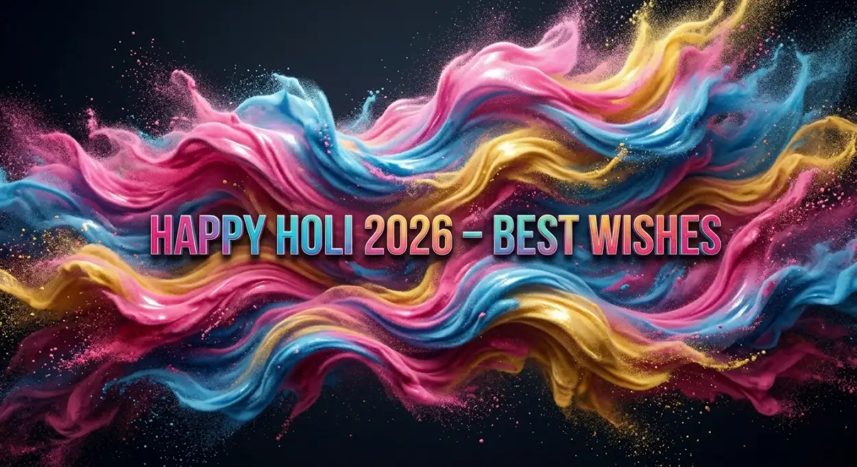 Free Download Happy Holi Wishes 2026 Typography Design - High Quality Happy Holi Wishes 2026 Image