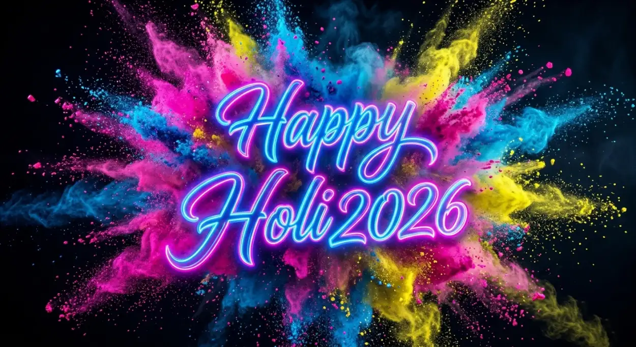 Free Download Happy Holi Wishes 2026 Vibrant Gulal Background Quotes - High Quality Happy Holi Wishes 2026 Background Image