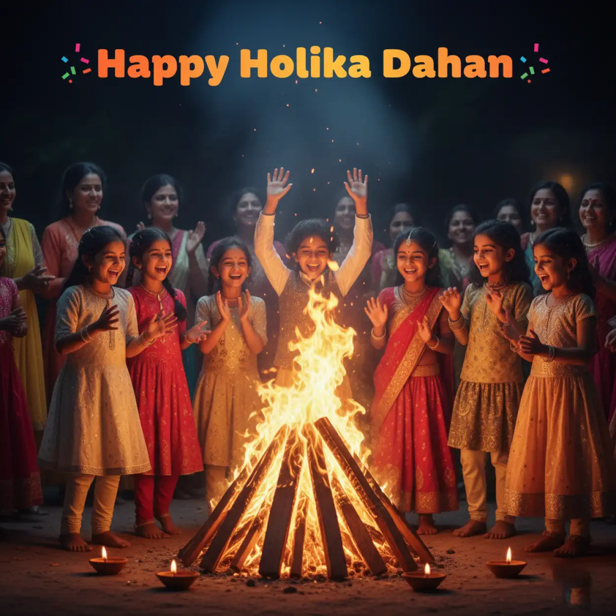 Free Download Happy Holika Dahan Photo With Fire Bonfire - High Quality Happy Holika Dahan Image