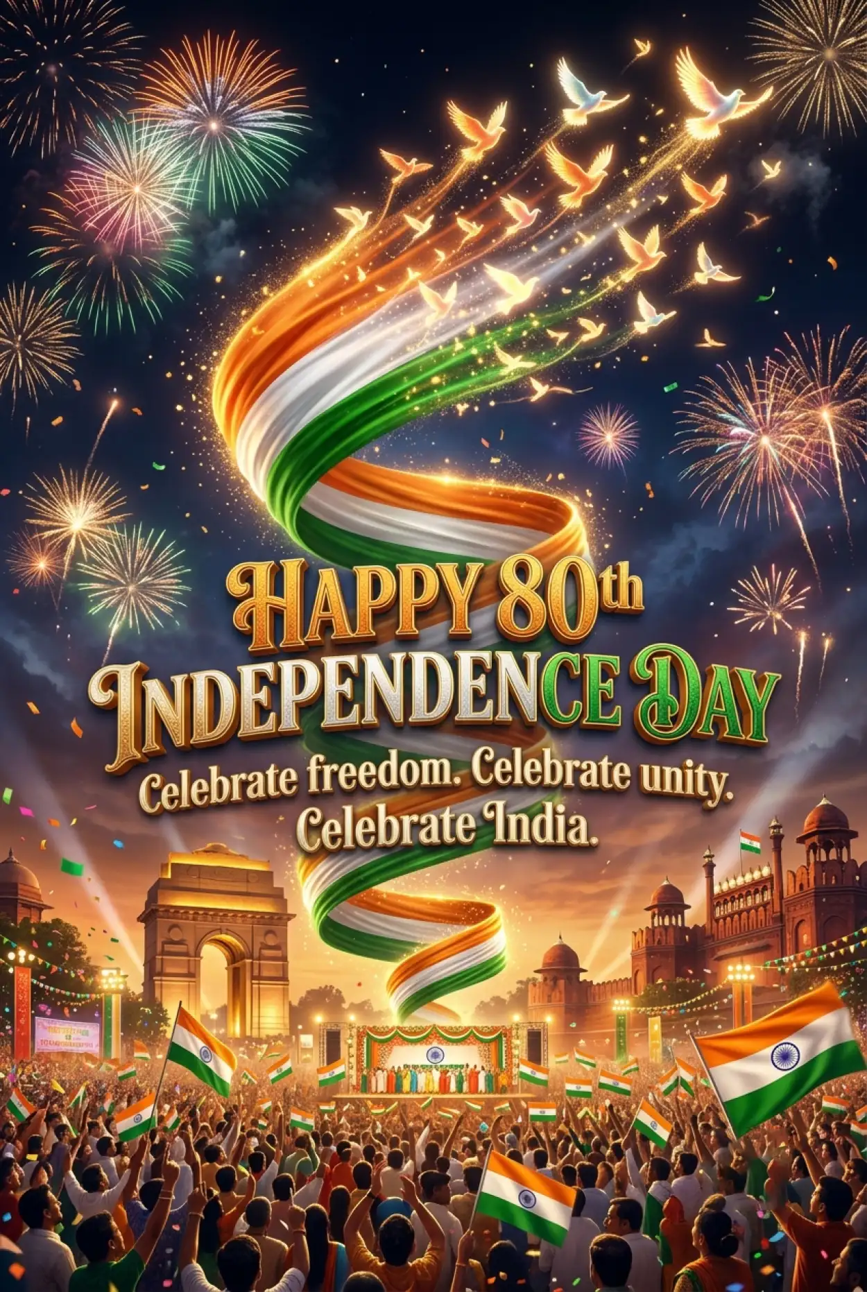 Free Download Happy Independence Day 2026 Creative Banner Design - High Quality Happy Independence Day 2026 Image