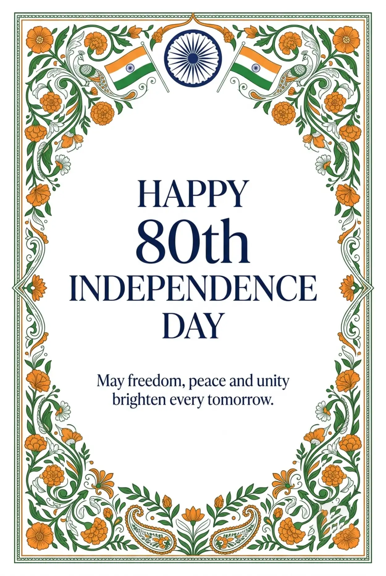 Free Download Happy Independence Day 2026 Patriotic Greeting Card - High Quality Happy Independence Day 2026 Image
