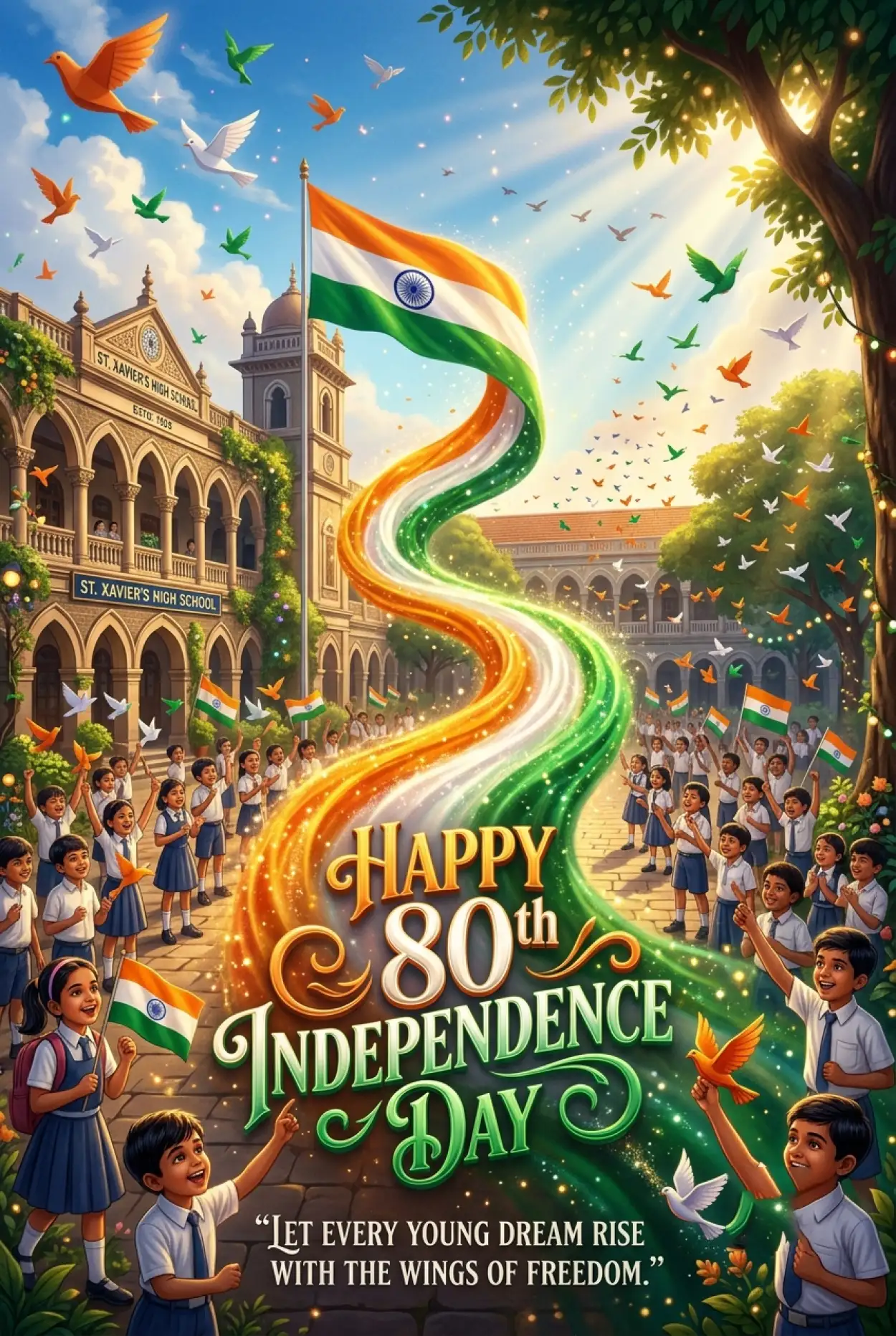 Free Download Happy Independence Day 2026 School Banner - High Quality Happy Independence Day 2026 Image