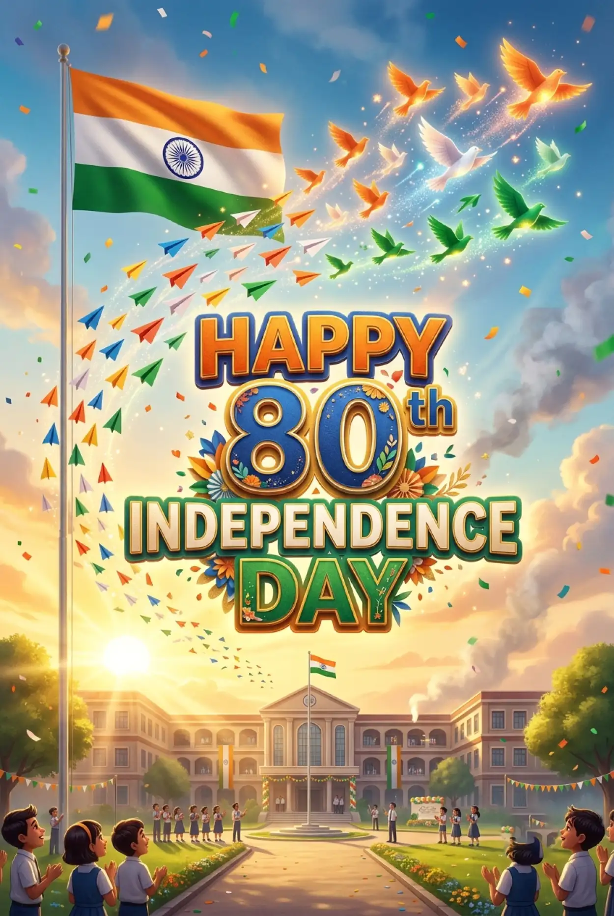 Free Download Happy Independence Day 2026 School Celebration Poster - High Quality Happy Independence Day 2026 Image