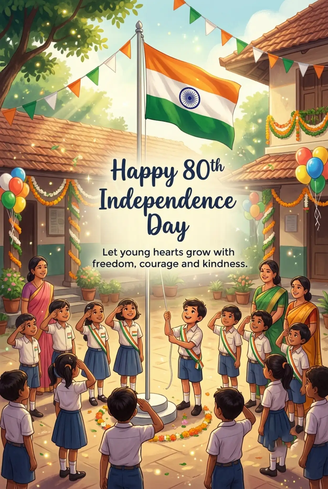 Free Download Happy Independence Day 2026 School Wishes - High Quality Happy Independence Day 2026 Image
