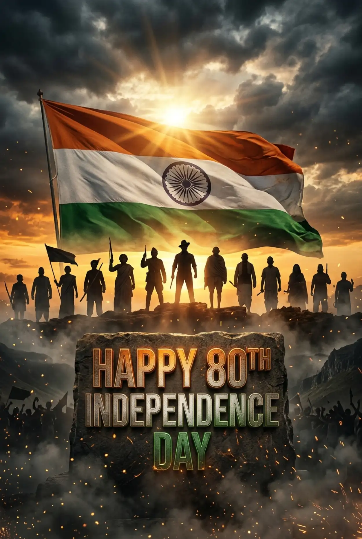 Free Download Happy Independence Day 2026 Tricolor Poster Design - High Quality Happy Independence Day 2026 Image