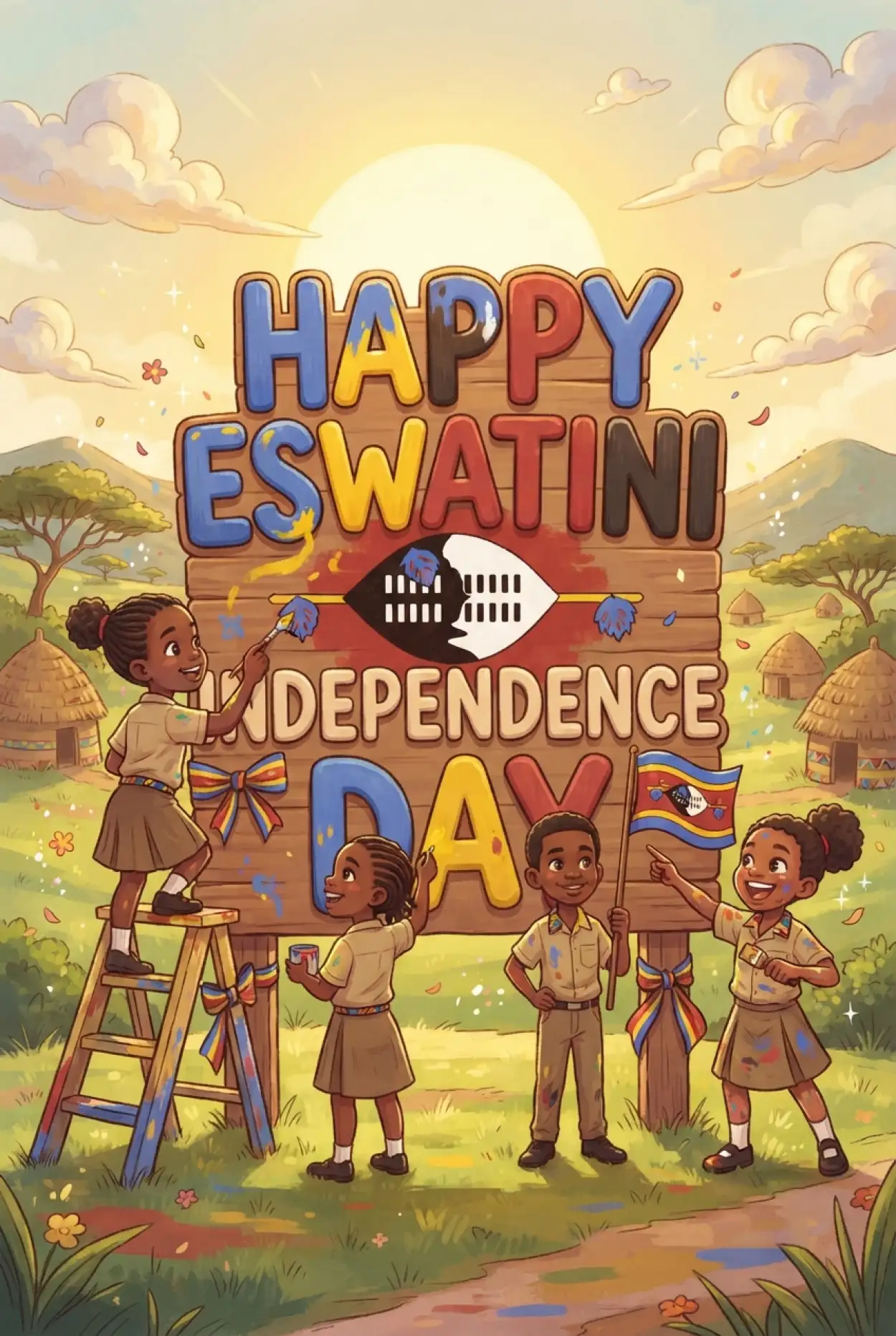 Free Download Happy Independence Day Eswatini 2026 Png - High Quality Eswatini Independence Day 2026 Transparent PNG