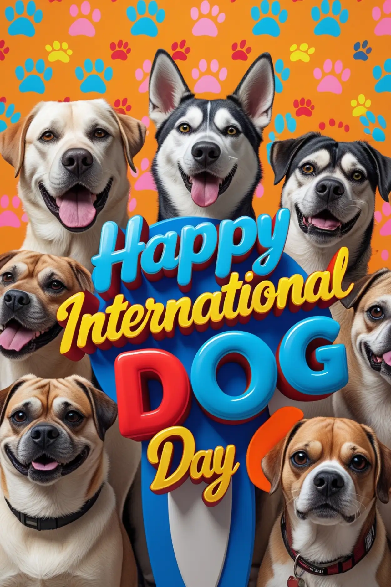 Free Download Happy International Dog Day 2025 Greeting Card Design - High Quality Happy International Dog Day Background
