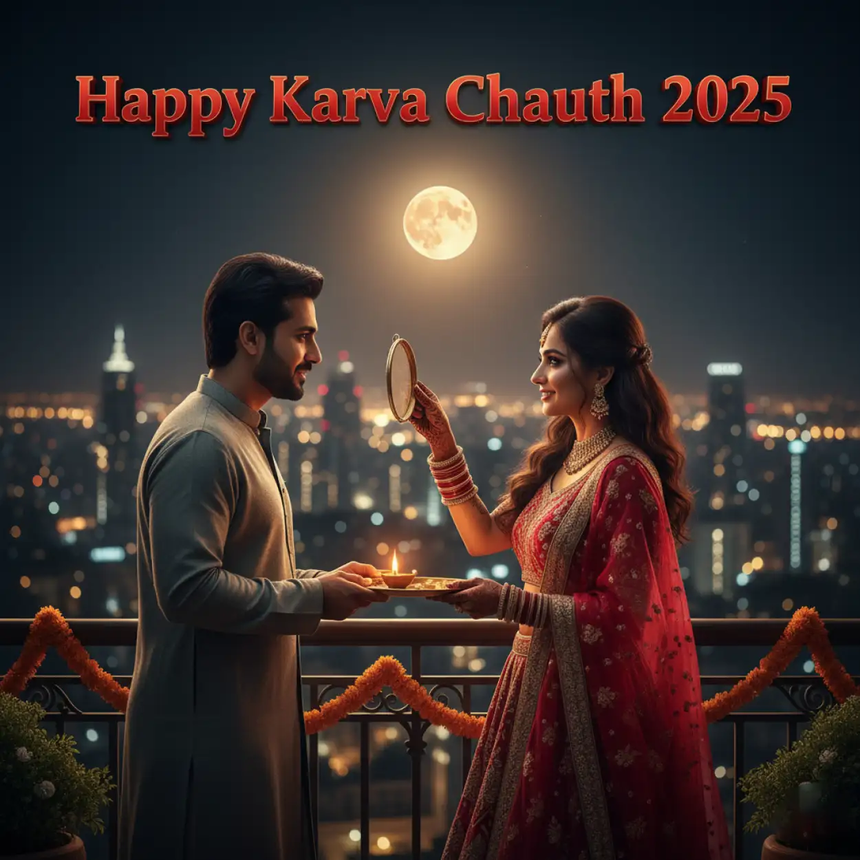 Free Download Happy Karva Chauth 2025 Poster Design For Wife - High Quality Happy Karva Chauth 2025 Background