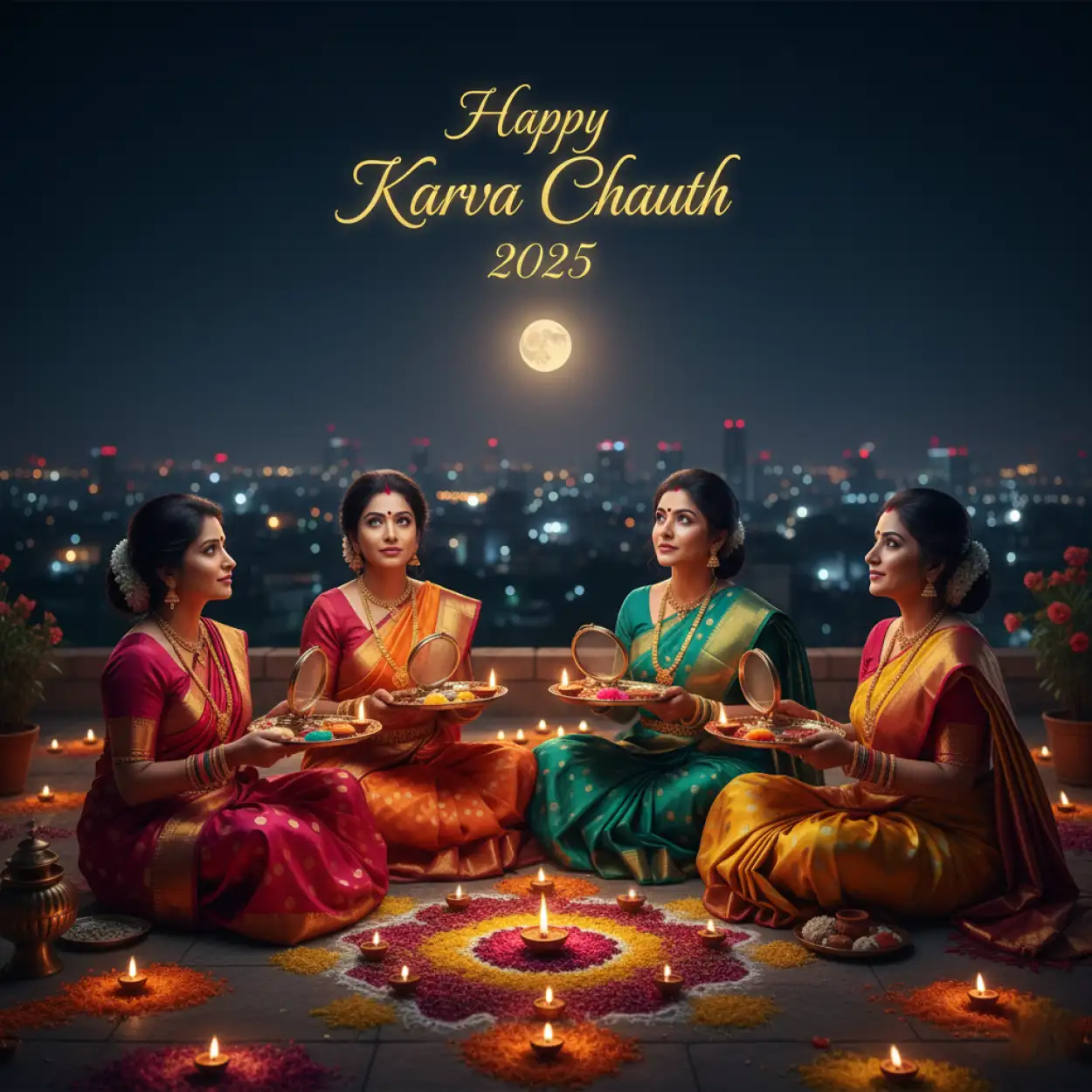 Free Download Happy Karva Chauth 2025 Quotes For Newly Married - High Quality Happy Karva Chauth 2025 Background