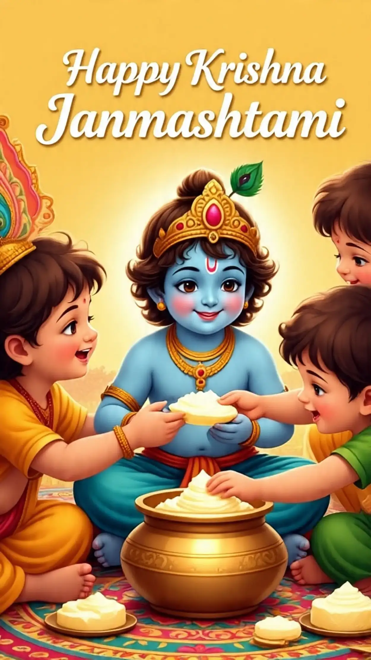 Free Download Happy Krishna Janmashtami 2025 Wishes In Marathi - High Quality Happy Krishna Janmashtami 2025 Background
