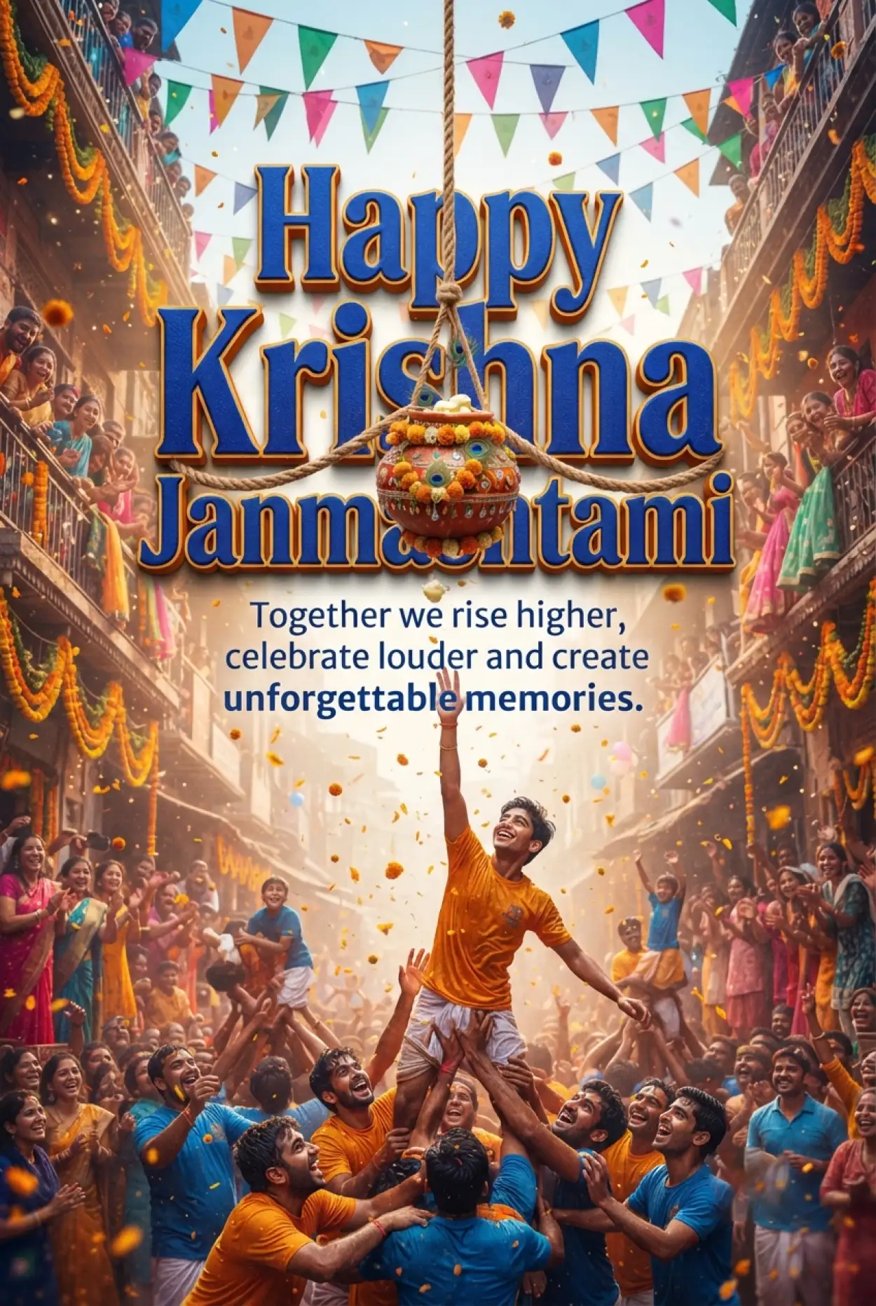 Free Download Happy Krishna Janmashtami 2026 Dahi Handi Greetings - High Quality Happy Krishna Janmashtami 2026 Image
