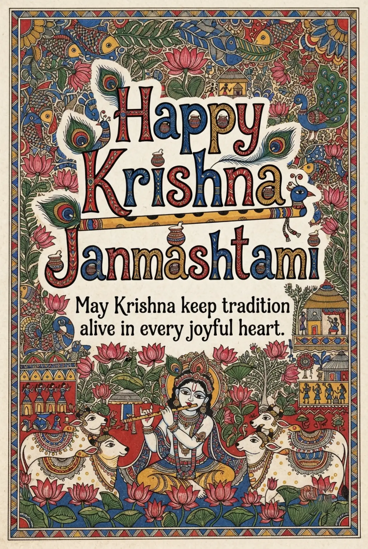 Free Download Happy Krishna Janmashtami 2026 Festival Greetings - High Quality Happy Krishna Janmashtami 2026 Image