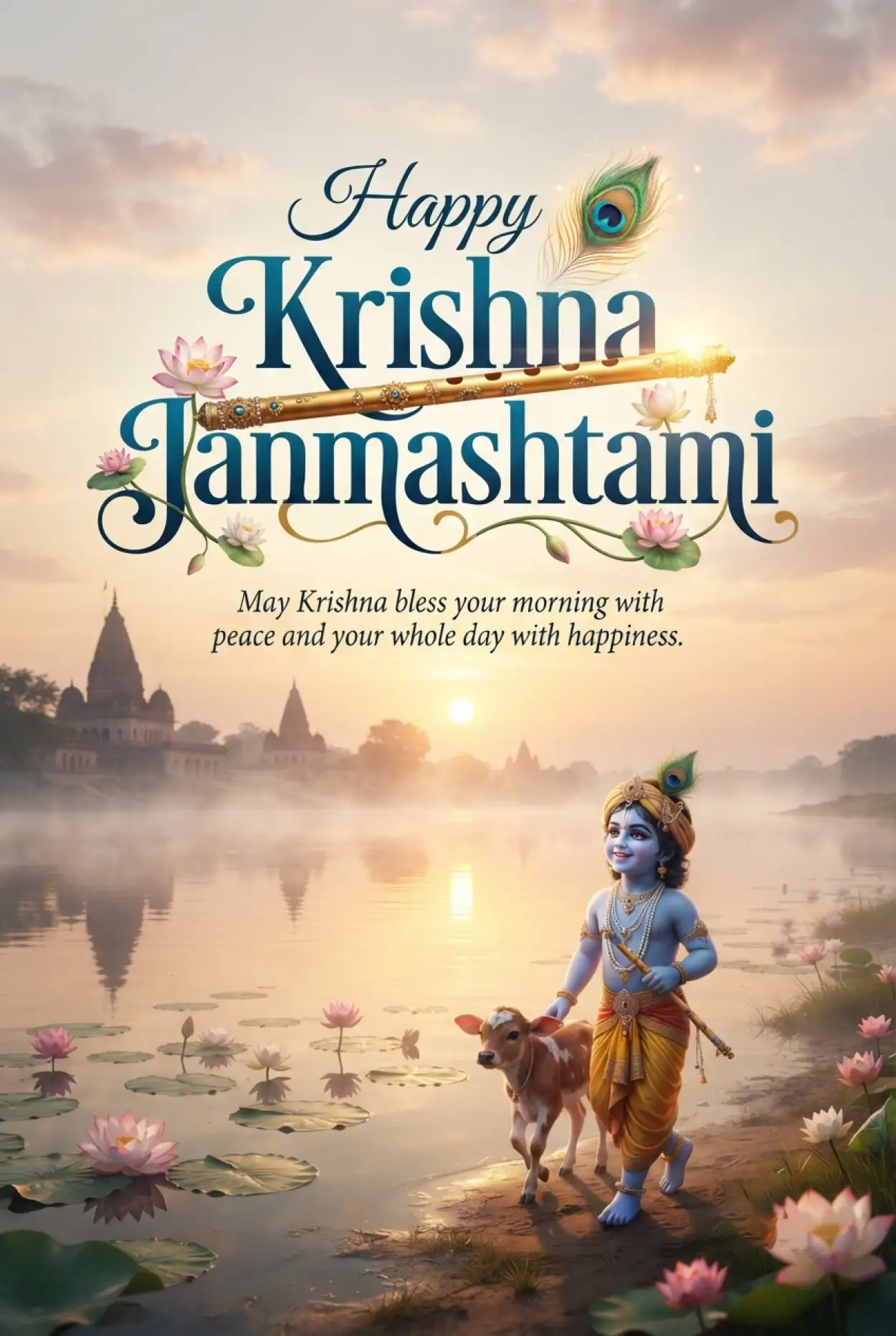 Free Download Happy Krishna Janmashtami 2026 Inspirational Quotes - High Quality Happy Krishna Janmashtami 2026 Image