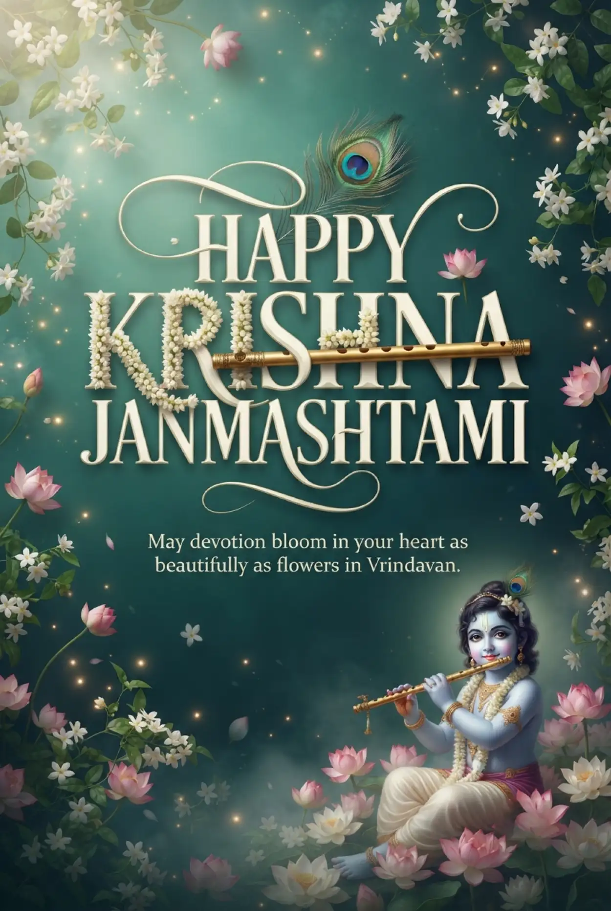 Free Download Happy Krishna Janmashtami 2026 Krishna With Flute Social Media Post - High Quality Happy Krishna Janmashtami 2026 Image