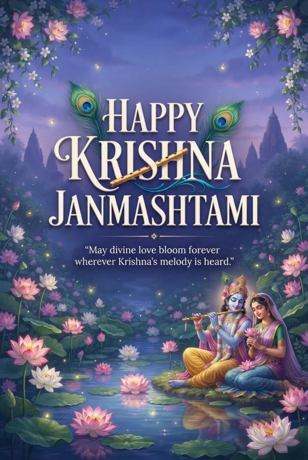 Free Download Happy Krishna Janmashtami 2026 Radha Krishna Instagram Post - High Quality Happy Krishna Janmashtami 2026 Image