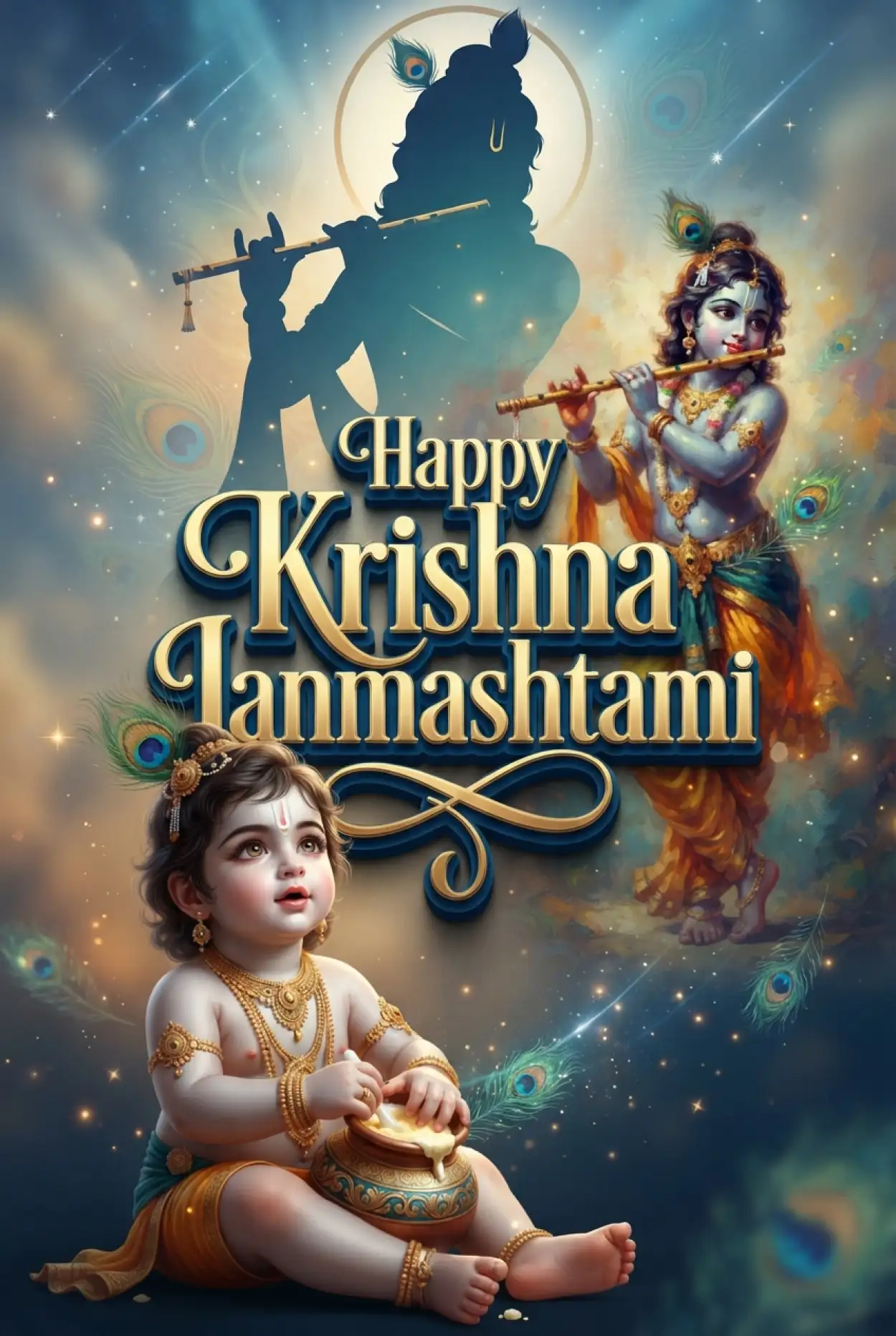 Free Download Happy Krishna Janmashtami Greetings Celebrating Lord Krishnas Birth - High Quality Happy Krishna Janmashtami Greetings Image