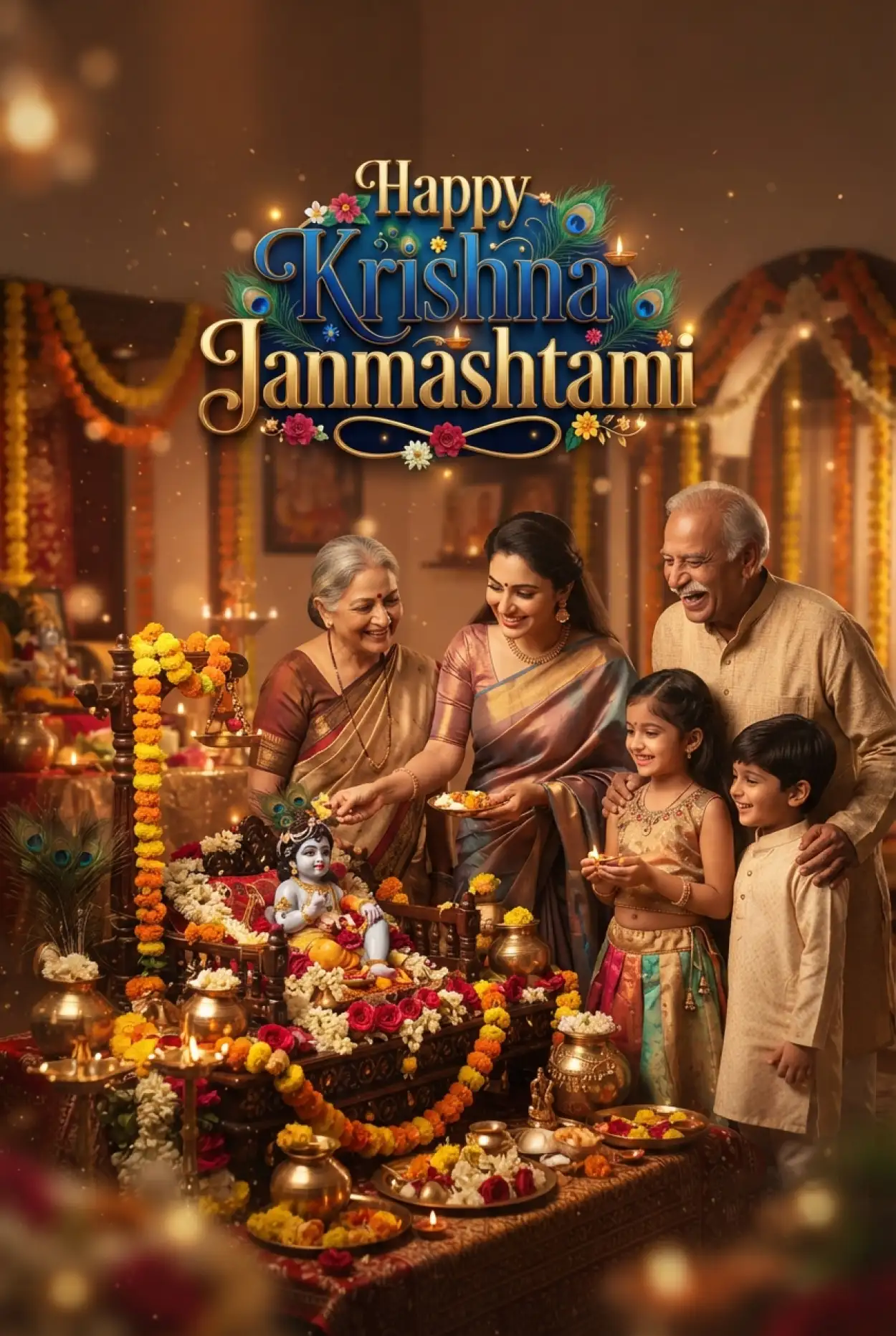 Free Download Happy Krishna Janmashtami Greetings For Family - High Quality Happy Krishna Janmashtami Greetings Image