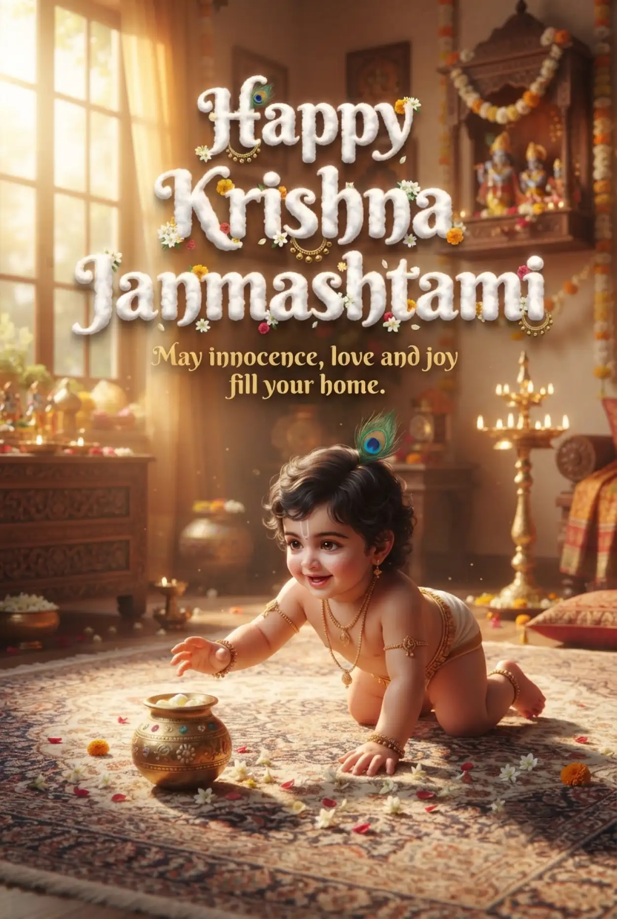 Free Download Happy Krishna Janmashtami Greetings In Simple English - High Quality Happy Krishna Janmashtami Greetings Image