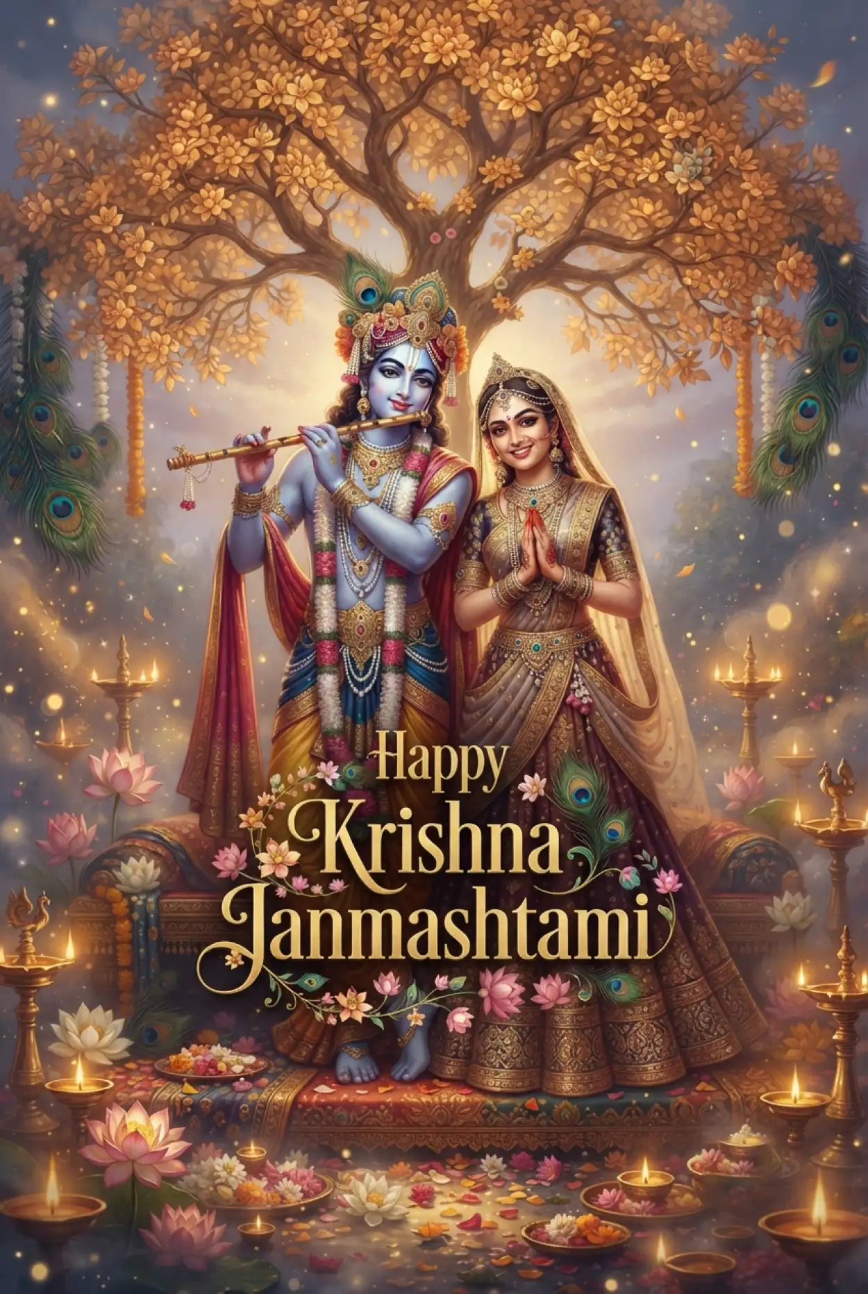 Free Download Happy Krishna Janmashtami Greetings With Radha Krishna Images - High Quality Happy Krishna Janmashtami Greetings Image