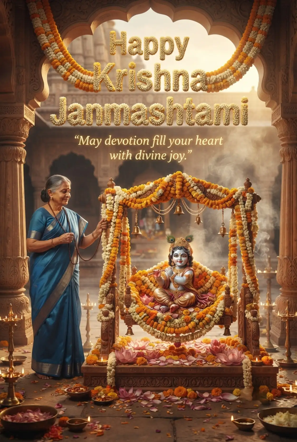 Free Download Happy Krishna Janmashtami Greetings With Sanskrit Quotes - High Quality Happy Krishna Janmashtami Greetings Image