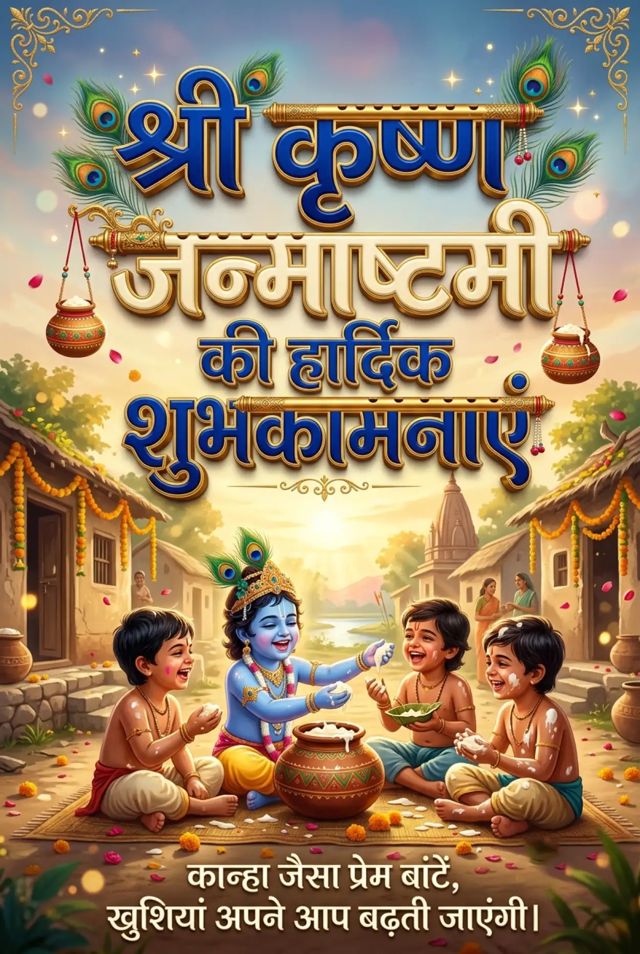 Free Download Happy Krishna Janmashtami Ki Hardik Shubhkamnaye In Hindi - High Quality Shri Krishna Janmashtami Ki Hardik Shubhkamnaye In Hindi Image