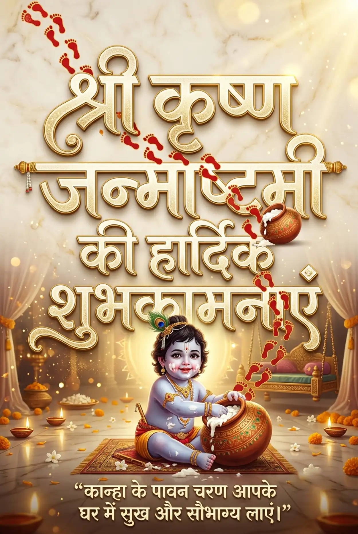 Free Download Happy Krishna Janmashtami Ki Hardik Shubhkamnaye - High Quality Shri Krishna Janmashtami Ki Hardik Shubhkamnaye In Hindi Image