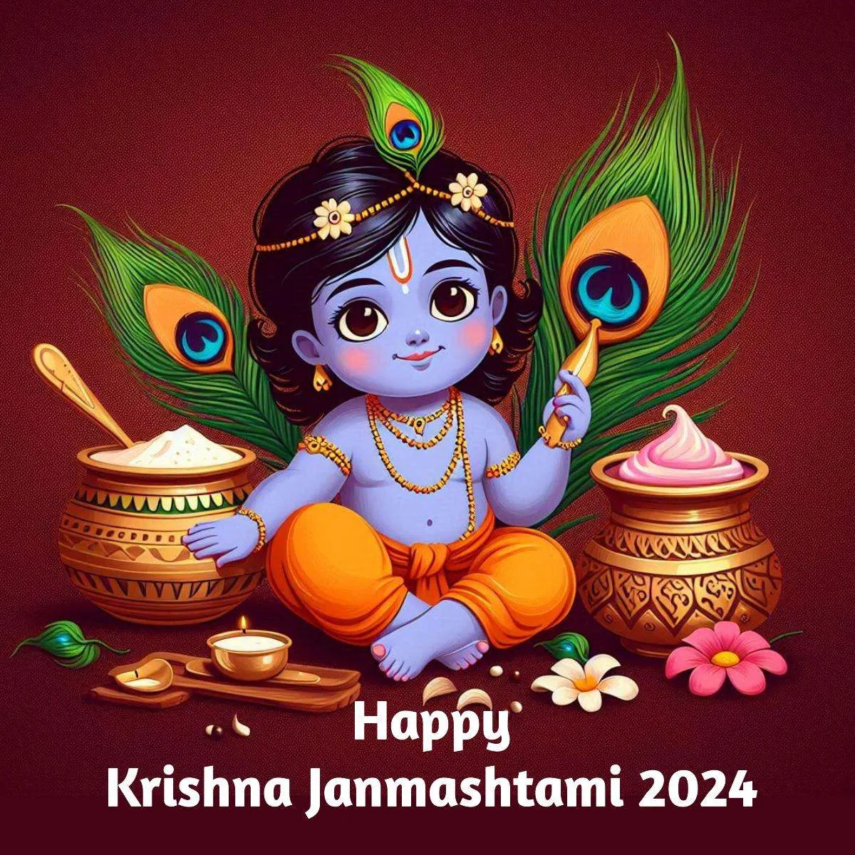 Happy Krishna Janmashtami Wallpaper With Curd Pot And Peacock Feather - Royalty Free Happy Krishna Janmashtami Image | Pngmagic Free Download Happy Krishna Janmashtami Wallpaper With Curd Pot And Peacock Feather - High Quality Happy Krishna Janmashtami Background