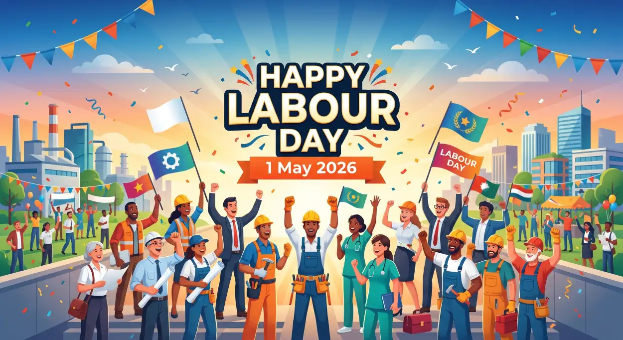 Free Download Happy Labour Day 2026 Greetings Card Template Png - High Quality International Workers Day 2026 Wishes Transparent PNG