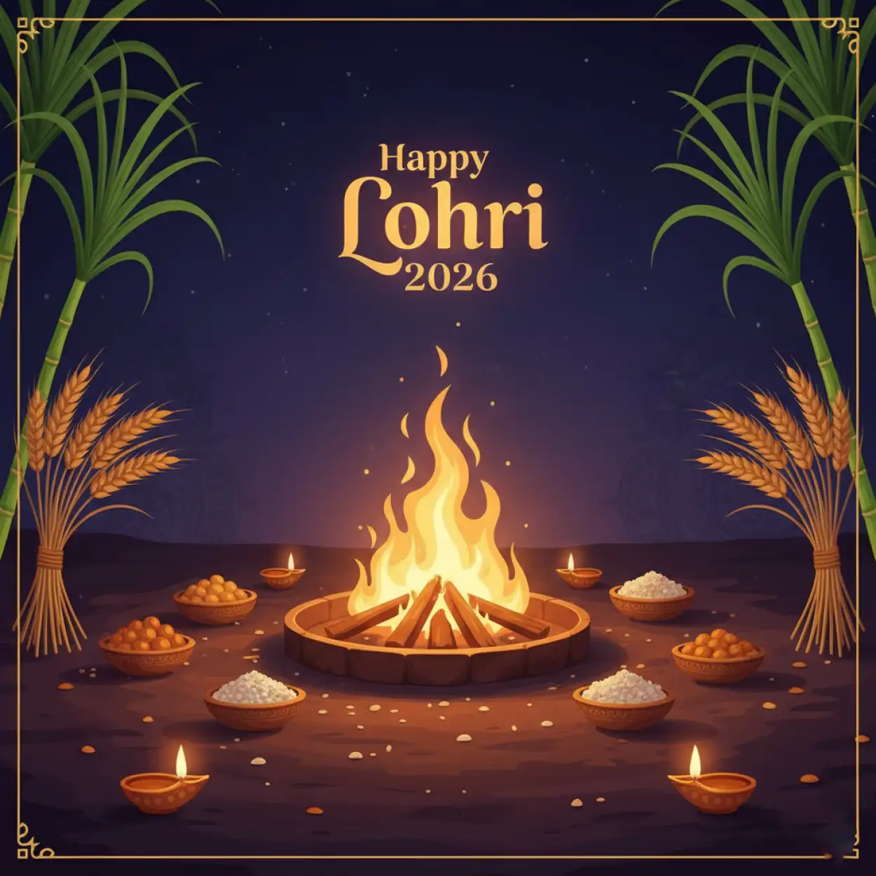 Free Download Happy Lohri 2026 Desi Style Greetings - High Quality Happy Lohri 2026 Greetings Image