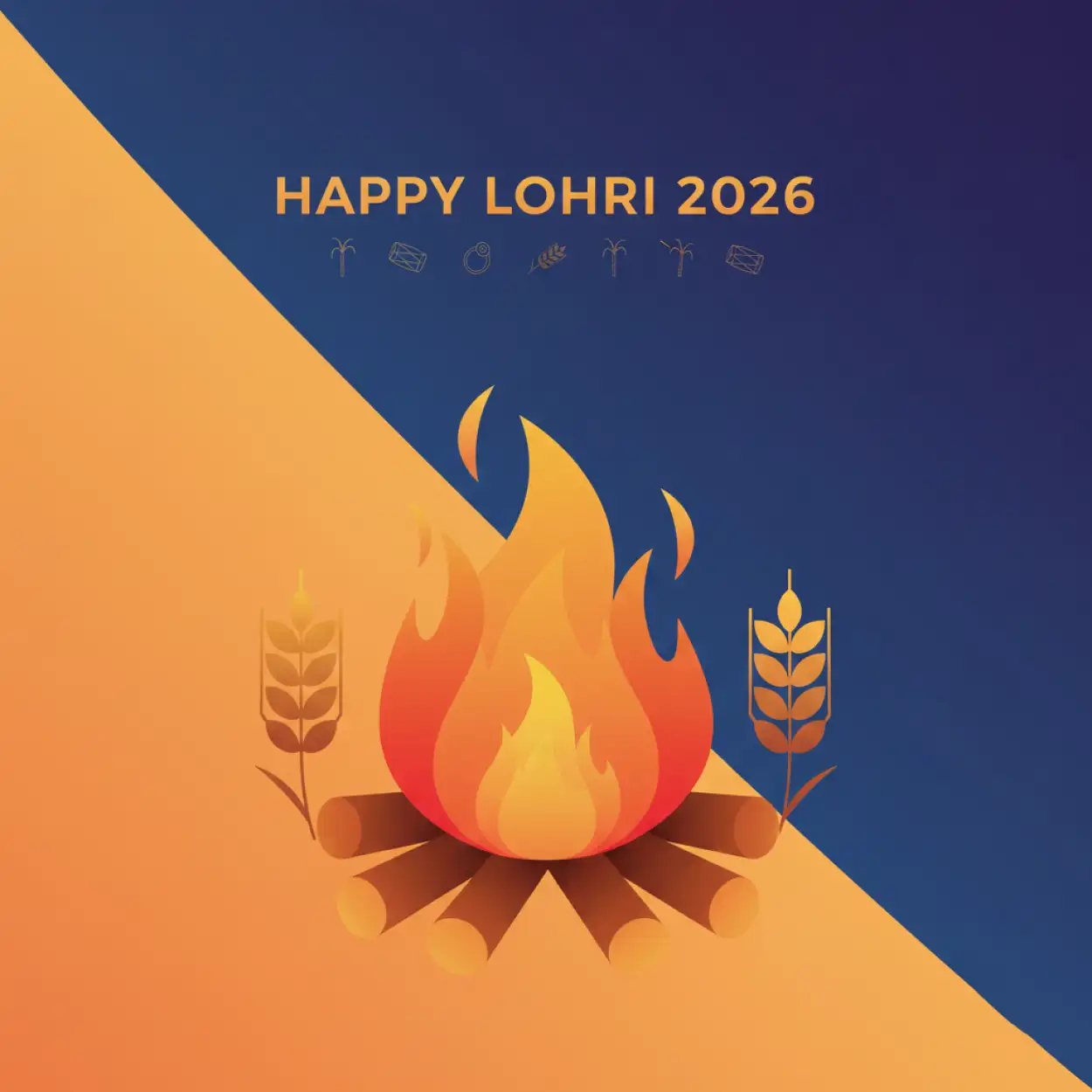 Free Download Happy Lohri 2026 Greeting Card Design - High Quality Happy Lohri 2026 Image