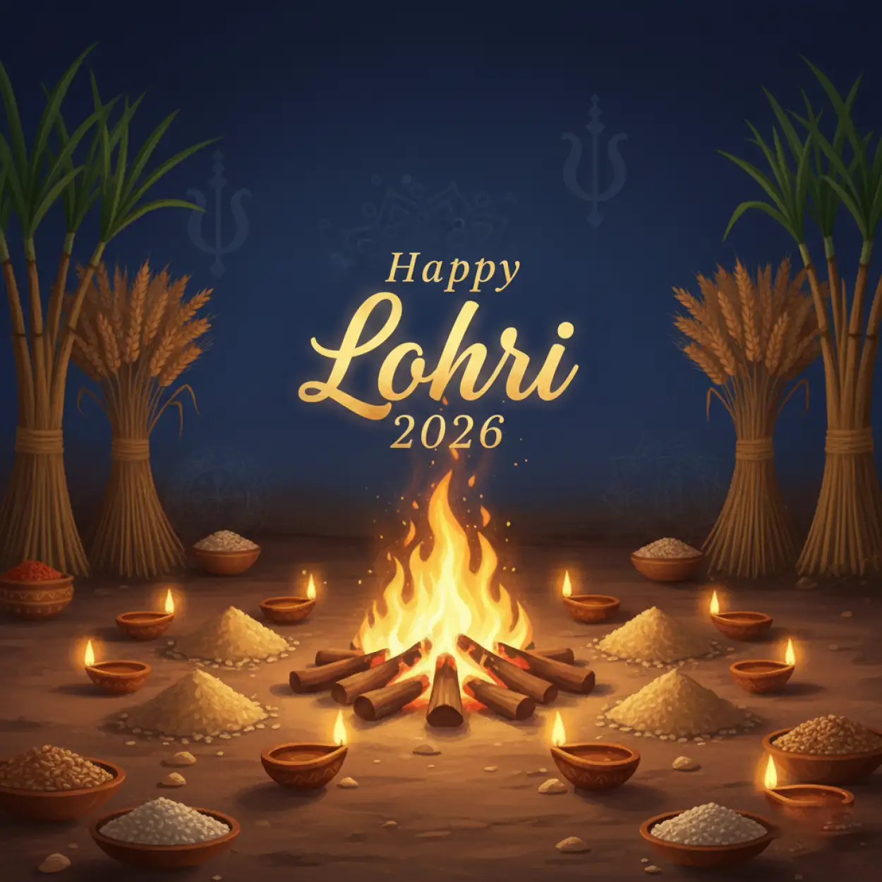 Free Download Happy Lohri 2026 Greeting Card Online - High Quality Happy Lohri 2026 Greetings Image