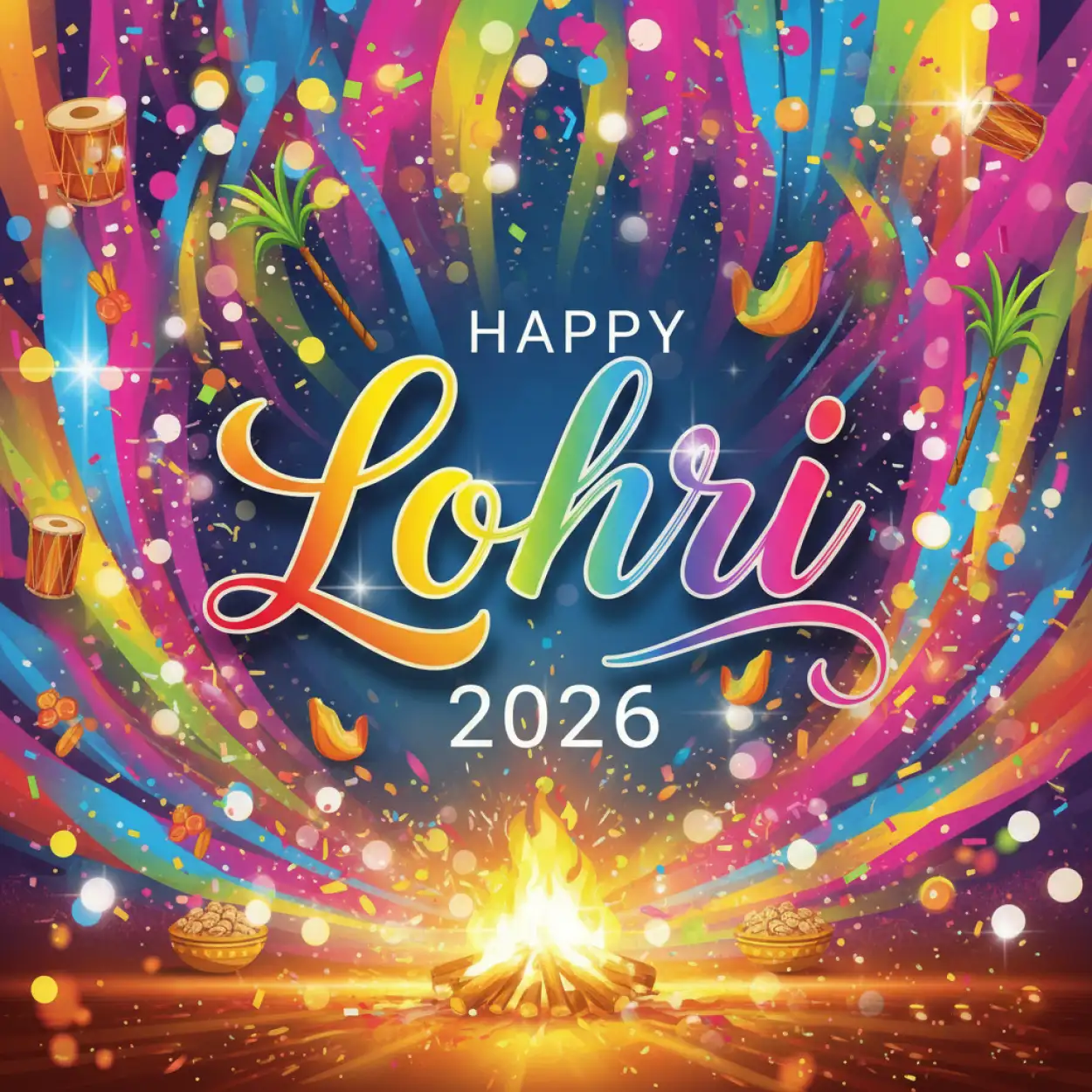 Free Download Happy Lohri 2026 Greeting Design - High Quality Happy Lohri 2026 Greetings Image