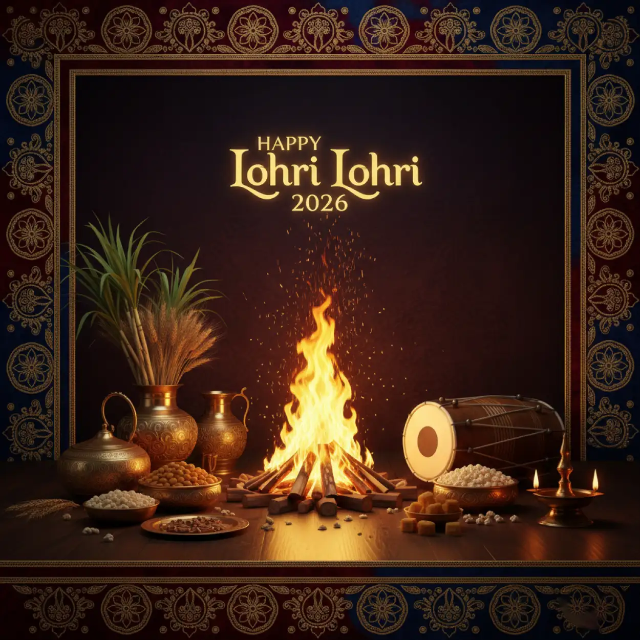 Free Download Happy Lohri 2026 Greeting For Employees - High Quality Happy Lohri 2026 Greetings Image