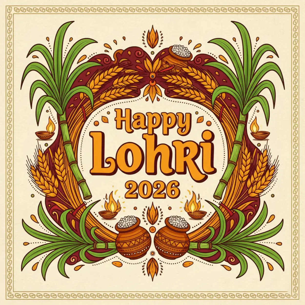 Free Download Happy Lohri 2026 Greeting Png - High Quality Happy Lohri 2026 Greetings Transparent PNG