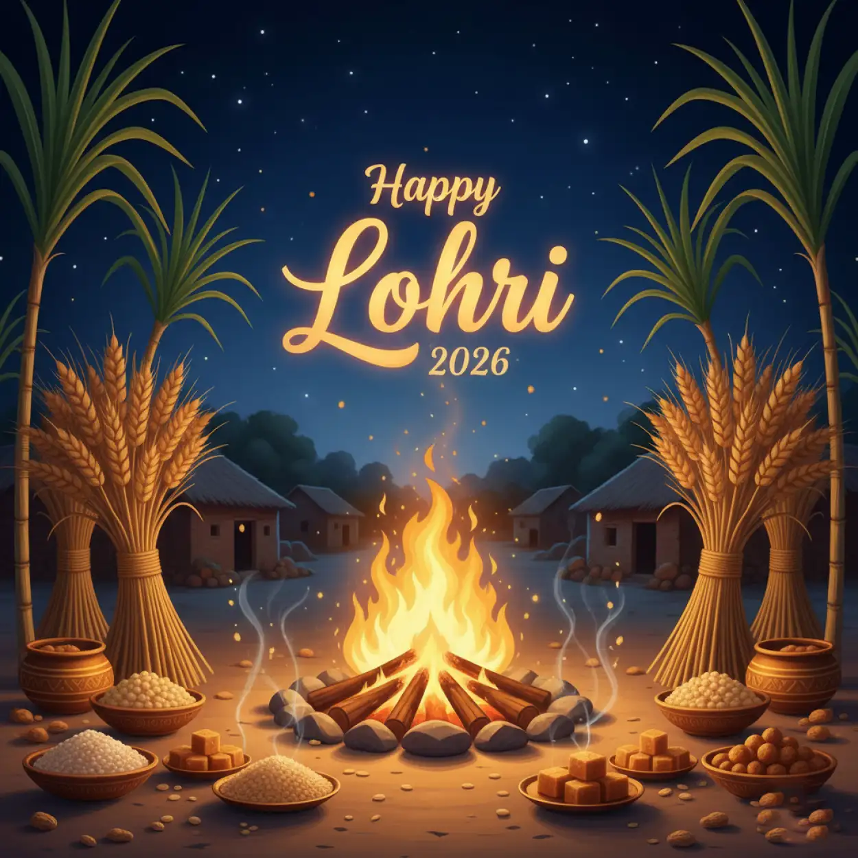Free Download Happy Lohri 2026 Greetings Banner Design - High Quality Happy Lohri 2026 Greetings Image