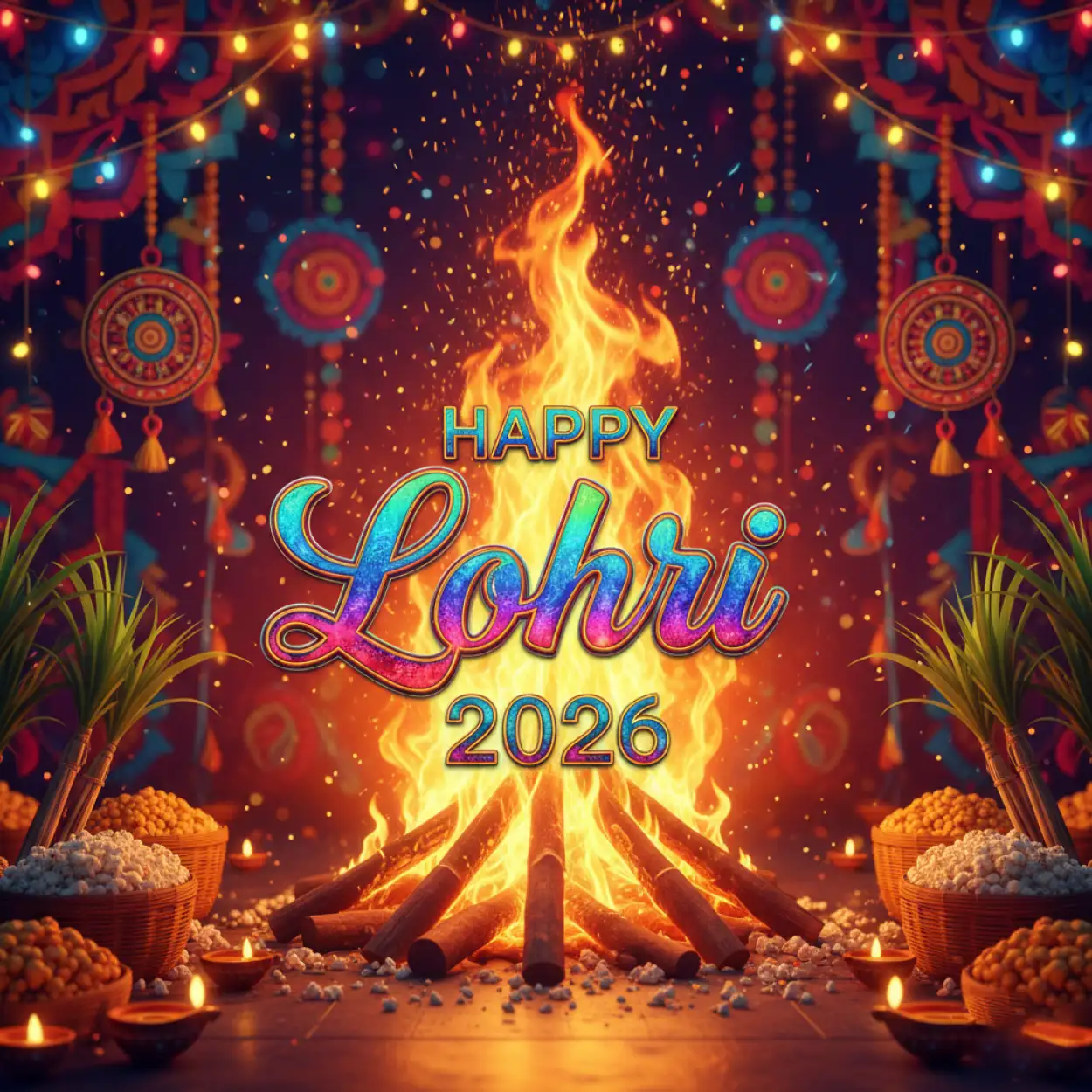 Free Download Happy Lohri 2026 Greetings Cultural Poster - High Quality Happy Lohri 2026 Greetings Image