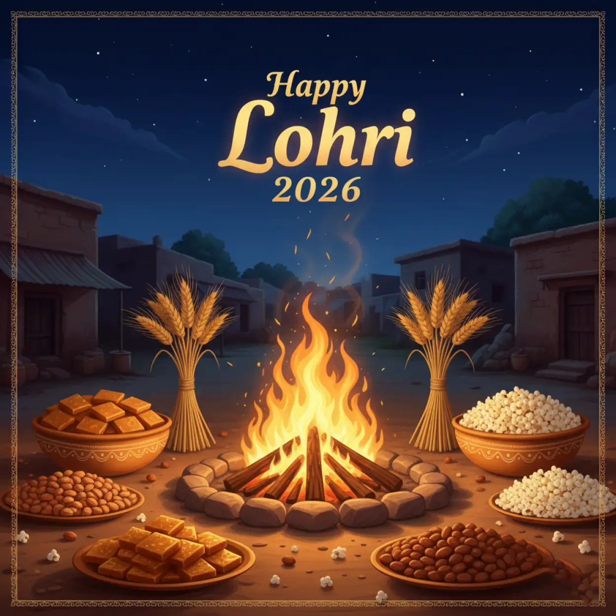 Free Download Happy Lohri 2026 Greetings Ethnic Design - High Quality Happy Lohri 2026 Greetings Image