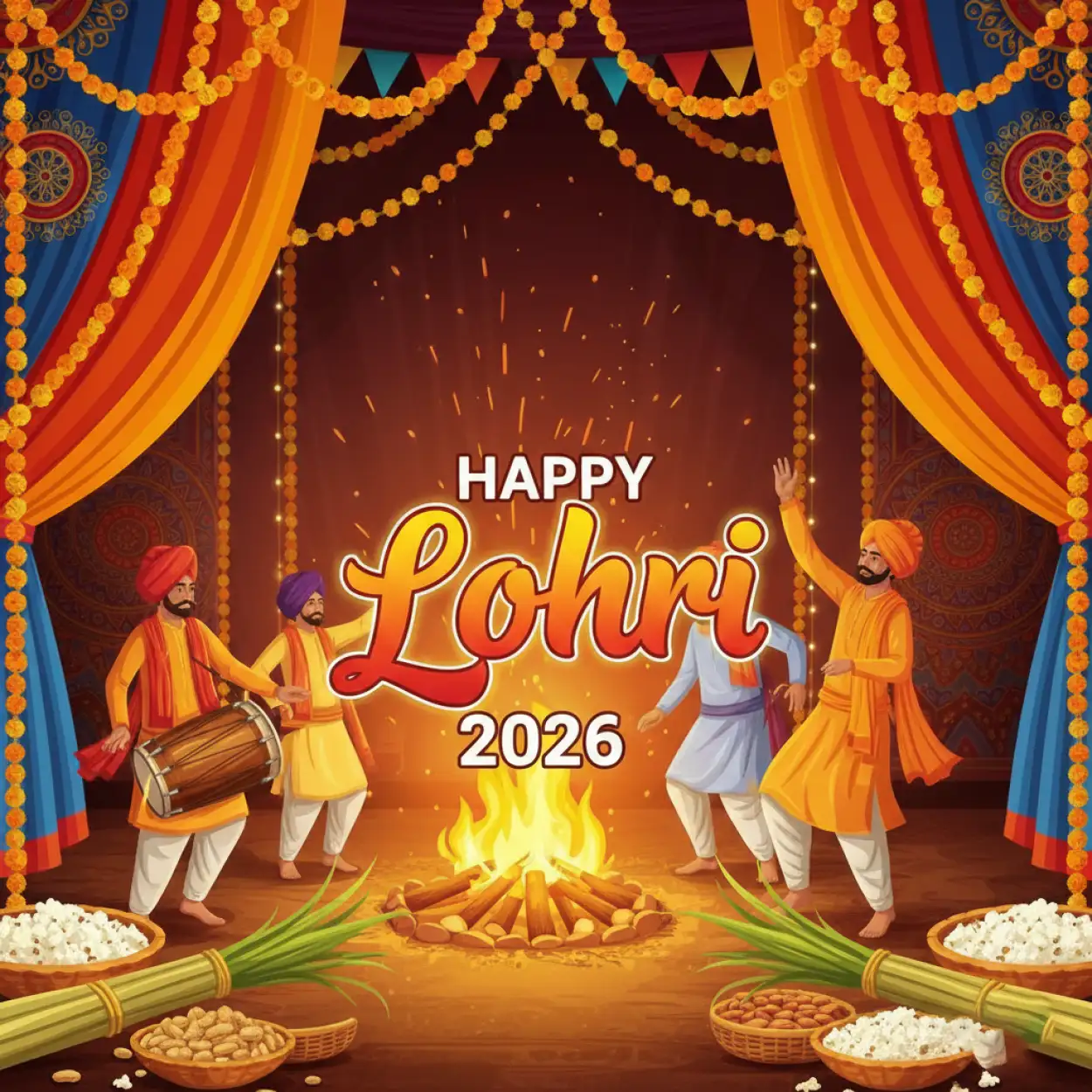 Free Download Happy Lohri 2026 Greetings Facebook Post - High Quality Happy Lohri 2026 Greetings Image